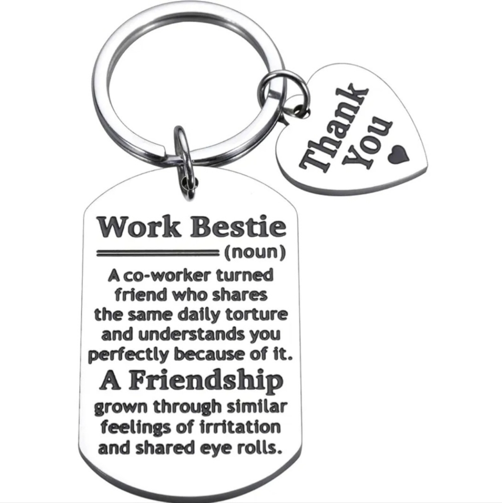 Work Bestie Keychain, Fun Keychain, Work BFF, Co Worker Gift